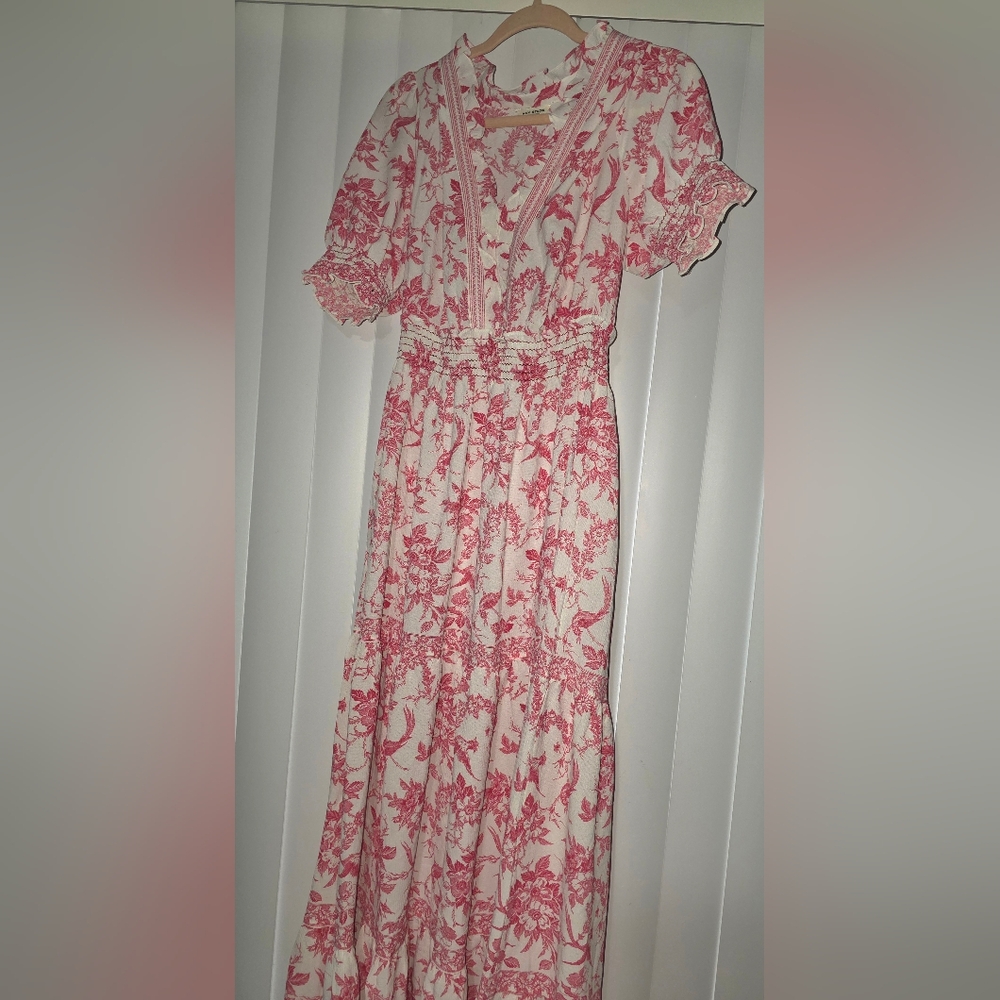 Max Studio White Dress with Pink Floral Print